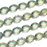 150pcs Czech 16mm (0.63 Inch) Large Faceted Flat Oval Crystal Glass Beads Spacer Light Green Shimmer