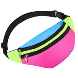 80s 90s Neon Fanny Pack for Women Adjustable Retro Two Pockets Waist Bags Lightweight Belt Waterproof Traveling Running Bags for