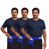 Prakasam Cotton MenS Cotton Canvas Dhoti Belt/Zip Pouch Dhoti Belt For MenS (Blue_3 ; L Pack Of 3)