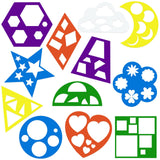 12 Pieces Geometric Stencils Template Set for Kids Children Simple Drawing Stencils Colorful Art Painting Template for Toddlers 
