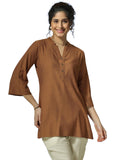 Libas Women'S Cotton Blend Solid Straight Kurti (58185 Brown