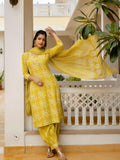 Gosriki Women'S Rayon Blend Straight Printed Kurta With Patiala & Dupatta (Sahima Yellow-Gs_M_Yellow_Medium),Yellow,,B0D4J778VK