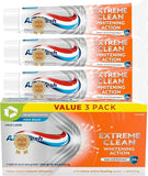 Extreme Aquafresh Clean Whitening Action Fluoride Toothpaste, t (Pack of 3) Mint Blas