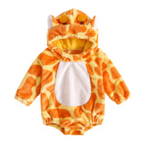Licupiee Infant Boy Girl Halloween Animal Costume Newborn Baby Flannel Hooded Rompers Fall Winter Long Sleeve Fleece Bodysuit (S