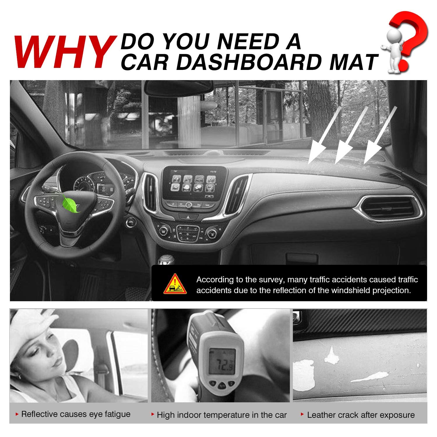 Cartist Custom Fit for Dash Cover Mat Chevy/Chevrolet Equinox 2018-2022 2023 Accessories Dashboard Cover Nonslip Dashboard Mat P