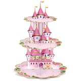 Zopeal 3 Tier Princess Birthday Cupcake Stand Party Decorations Floral Princess Cupcake Holder Pink Castle Crown Carriage Desser