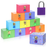 CroBlissful 12 Set 24 Pcs Unfinished Wooden Box with Hinged Lids 4.7 x 3.2 x 3.2 and Mini Padlock Locks with Keys Unfinished W