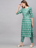 Gosriki Women'S Cotton Blend Printed Straight Kurta With Pant (Jugnu New01 Green_Xxl-Go_Green_Xx-Large),Green,2,B0B42N2NBJ