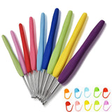 Xiaomaomao 8 Pieces Aluminum Crochet Hooks Set For Knitting Needles, Ergonomic Crochet Hooks, Soft Grip Crochet Needles With Cas