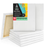 Arteza Paint Canvases for Painting, Pack of 12, 8 x 10 Inches, Blank White Stretched Canvas Bulk, 100% Cotton, 8 oz GessoPrimed