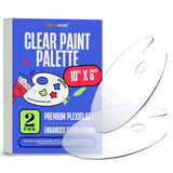 Performore 2 Pack Clear Acrylic Painting Palettes, French Style Oval NonStick Plexiglass Pigment Tray for Acrylic Oil Paint Mix