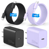 Compatible with iPhone 16 17 Fast Charger,Type C Chargers,2Pack USB C Block with 10FT USBC to USB C Cable Compatible with iPhone