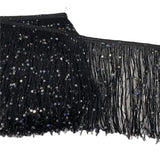 YYCRAFT 4 Hoogram Sequin Chainette Tassel Fringe Trim by The Yard Garland Dance Costume Trimming Party Decoration(10 Yards,Black