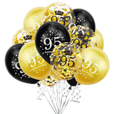 SHUNTAI 95th Birthday Balloons Black and Gold 95th Birthday Decorations for Men Women Latex Confetti Balloon Happy 95 Years Old 