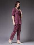 Stylum Women'S Self Woven Kantha Cotton Co-Ord Set (Winekathacord44_Wine, Xxl)
