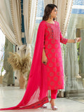 Anni Designer Women'S Cotton Blend Straight Printed Kurta With Pant & Dupatta (Nov-Pink-Nwg_M_Pink_Medium),Pink,M,,,