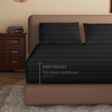 100% Egyptian Cotton Fitted Sheet Full Size, 600 Thread Count, Single Fitted Sheet Only,16 Deep Pocket Sheet, Soft & Elastic S