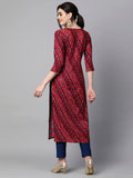 Gosriki Women'S Cotton Blend Straight Printed Kurta With Pant Set (Badiya Pink-Gs_L_Pink_Large),Pink,,B0CJJY4RFQ