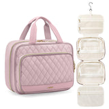 MDODO Travel Toiletry Makeup Bag for Women Hanging Toiletry Bag Cosmetic Organizer Make up Bags for Women Travel Essentials (Pin