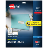 Avery Printable Address Labels, 1 x 25/8, Matte White with Gold Border, 300 Blank Mailing Labels (06529)