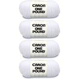 Caron White, One Pound Yarn, Multipack of 4, 4 Pack