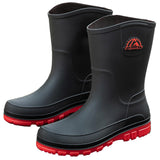 IQAXC Waterproof Garden Rain Boots for Men Breathable Lightweight Mid Calf Deck Fishing Outdoor Slip Resistant Shoes, 388 Red 39