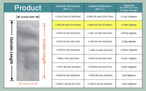 100 Pcs 1.38x3.94 inch Coffee Food Storage Heat Sealable 3.34mil Mylar Pure Foil Bag Vacuum Pouch for Sampling Packaging Aluminu