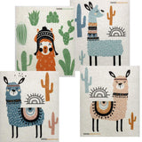 SWEDEdishcloths Cellulose Sponge Dish Towels Mixed Set of 4 (One of Each Design) Llama Swedish Dish Cloths