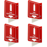 SmartSign (4-Pack) Fire Extinguisher Projecting Sign - 6 x 6, Two-Sided Wall Mount Polished Acrylic Hallway Sign with Down Arrow