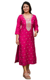 Gosriki Women'S Rayon Blend Straight Embroidered Kurta (Balak Pink-Gs_M_Pink_Medium),Pink,,B0DGQS3KQN