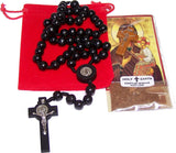 Holy Land Market St. Benedict Catholic Wood Rosary Beads from Bethlehem The Holy Land Black