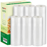 [2025 Upgraded] Bonsenkitchen 3 Rolls 11 x 16 + 3 Rolls 8 x 16 Vacuum Sealer Bags for Food with a Color Box, Easy to Store, Co