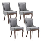 Aoowow Fabric Vintage Upholstered Side Chairs Set of 4, Farmhouse Solid Wood Kitchen Dining Room Chairs with Nailheads Solid Woo