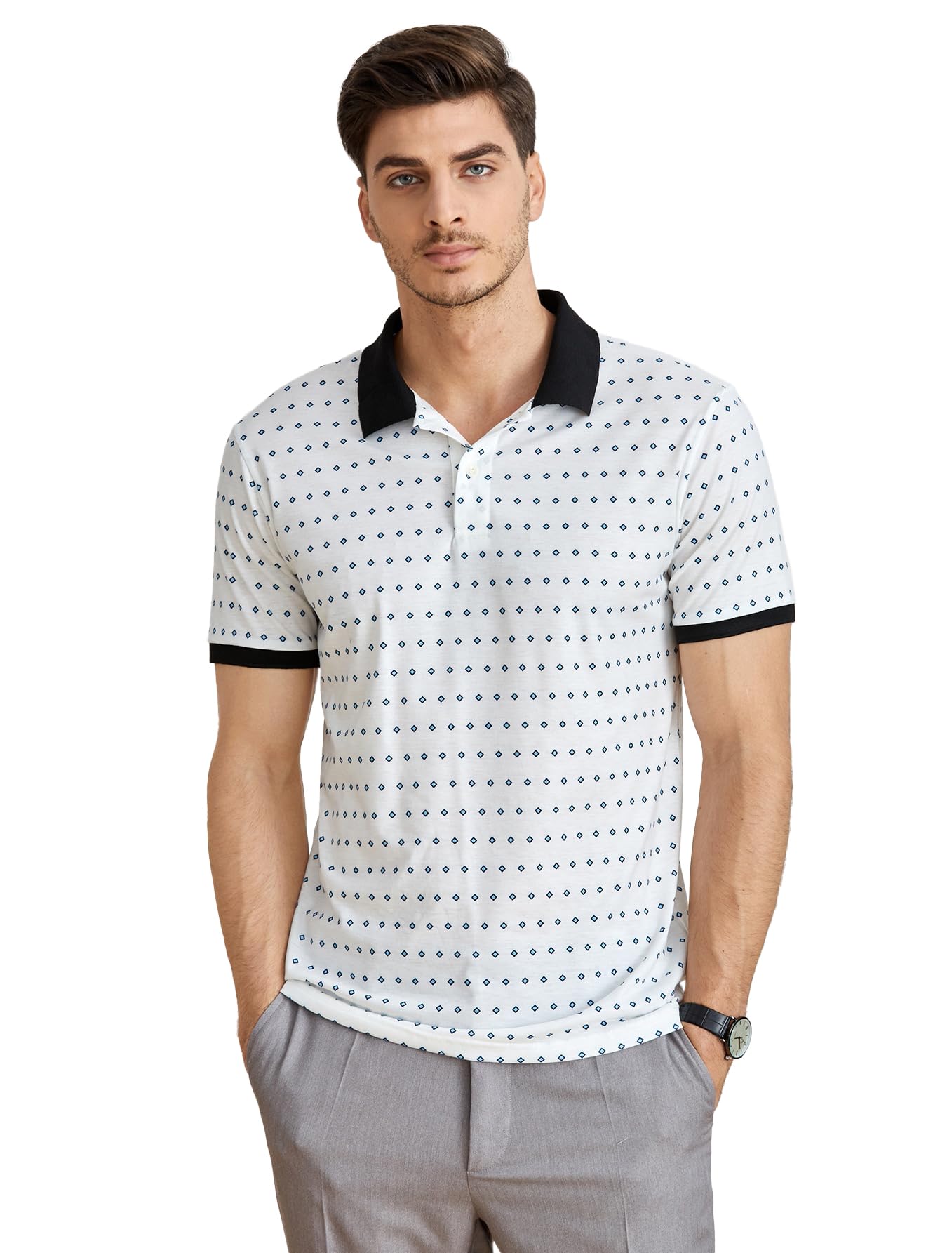 Toplot Men'S Regular Fit White Polo Shirt (Polo-5127-Square-S),White-5,,B0CB8MW3RM