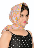 Kaly India Style For Every Story Scarf For Girls 100% Pure Cotton Hand Block Printed Square (Pink Grey), For Female