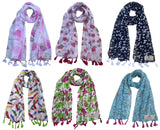 Fusfus WomenS Printed Chiffon Scarves And Stoles, Free Size(Multicolour, Fs1151) Pack Of 6 (Multicolor2)
