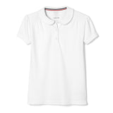 French Toast Girls Short Sleeve Peter Pan Polo, white, M (7/8),Big Girls