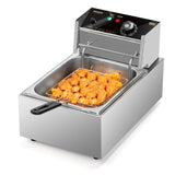 ROVSUN 11.4QT Electric Deep Fryer with Basket & Lid, 1700W Commercial Deep Fryer w/Adjustable Temperature Stainless Steel French