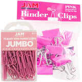 JAM PAPER Office Desk Supplies Bundle - Pink - Jumbo Paper Clips & Medium Binder Clips - 1 Pack of Each (2 Packs Total)