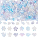 Magibeads 180Pcs Acrylic Flower Beads Caps for Jewelry Making Sky Blue AB Color Plated Floral Spacer Bead Bell Trumpet Lily End 