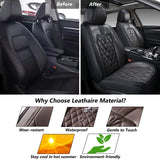 Coverado Car Seat Covers Front Seats, 2 Pack Waterproof Leather Seat Covers for Cars, Luxury Car Seat Protector, Anti-Slip Desig