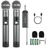 Phenyx Pro Dual Digital Wireless Microphone System, w/2 Handheld Dynamic Microphones,15 UHF Frequency Groups, Mini Receiver, Met