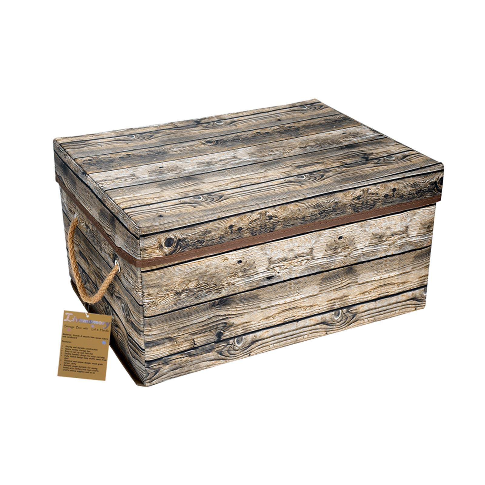 Livememory Foldable Storage Bin Fabric Decorative Storage Box With Lid And Handles For Bedroom, Closet, Toys L15.7 X W11.8 X H7.