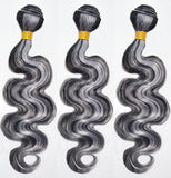 Peenoll 22 24 26 Inch Body Wave Human Hair Bundles Highlight P4/Grey Weave Bundles Human Hair 12A Unprocessed Brazilian Virgin Q