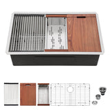 30 Undermount Kitchen Sink - Mocoloo 30x19 Inch Stainless Steel Kitchen Sink Workstation 16 Gauge Single Bowl Handmade Basin, 10