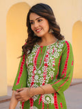 Anni Designer Women'S Rayon Blend Straight Embroidered Kurta With Pant (Dalvi Green_L_Green_Large),Green,L,,,