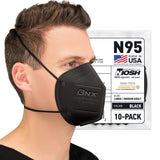 AccuMed BNX N95 Mask Black MADE IN USA Particulate Respirator Protective Face Mask (10Pack, Approval Number TC84A9315 / Model