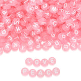 ZHIYUXI 1500PCS Pink Letter Beads Acrylic White Letters Pink Round Beads for Friendship Bracelets 4x7mm Alphabet Beads for Brace