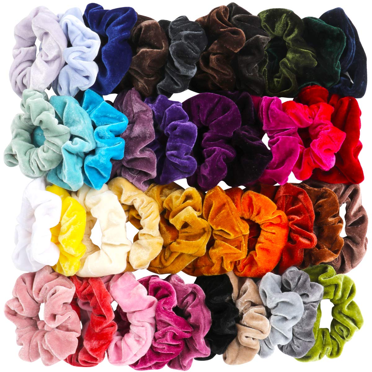 40 Pcs Hair Scrunchies Velvet Elastic Hair Bands Scrunchy Hair Ties Ropes Scrunchie for Women or Girls Hair Accessories - 40 Ass