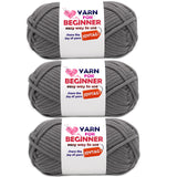 JOYTAG Dark Grey Cotton Blend Yarn for Crocheting and Knitting, 3x50g (150g Total), Beginner Friendly, Easy-to-See Stitches, Cot